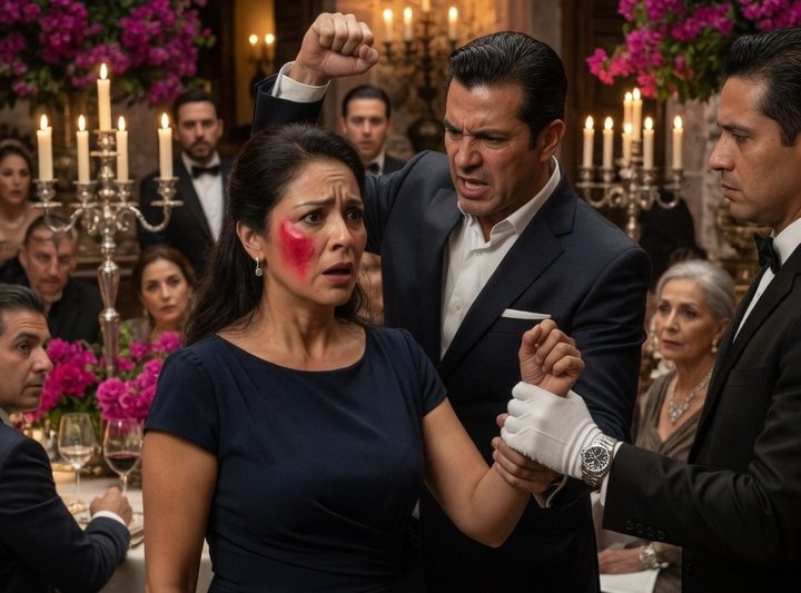 Durante tres años me escondí detrás de vestidos sencillos y silencios educados para descubrir si mi esposo me amaba a mí o a la mujer que él creía inferior; la respuesta llegó en una hacienda llena de copas y sonrisas falsas, cuando su bofetada partió la noche… y un supuesto mesero le sujetó la muñeca.