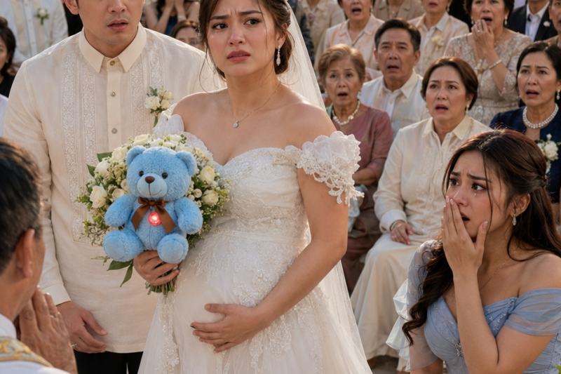 🧸 LABINDALAWANG MINUTO BAGO AKO LUMAKAD PAPUNTA SA ALTAR, NARINIG KO ANG FIANCÉ KO AT ANG SARILI KONG KAPATID NA PINAPLANONG AGAWIN ANG LAHAT SA AKIN. APAT NA BUWAN AKONG BUNTIS, AT GINAWA PA NILANG SANDATA ANG ANAK KO. SA LOOB NG ASUL NA TEDDY BEAR, NAKATAGO ANG TIBOK NG PUSO NG BABY KO—AT ANG RECORDING NA MAGLILIBING SA KANILA. LUMAKAD PA RIN AKO NANG HAPONG IYON, PERO HINDI PARA MAGPAKASAL. 🧸