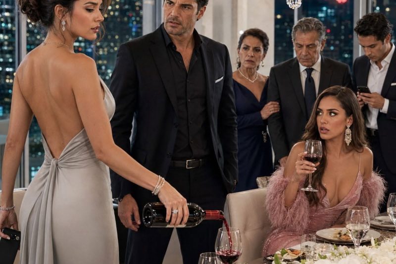 Em plena cena familiar, meu marido me ordenou servir vinho à sua amante diante de todos 🍷💔; minha sogra sussurrou “não faça cenas”, mas eu apenas deixei a garrafa sobre a mesa, peguei meu celular e confirmei o cancelamento de 7 anos de pagamentos, cartões e garantias… sem que eles soubessem o que estava por vir.