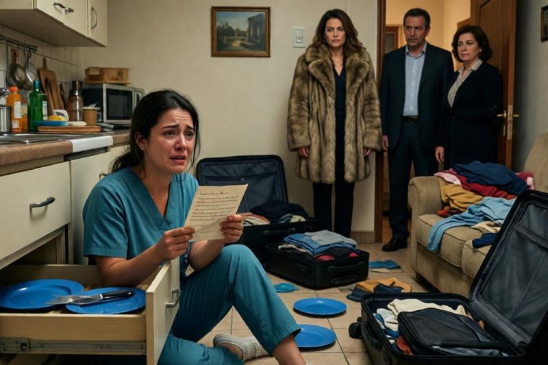 🏠 OS MEUS PAIS METERAM A MINHA PRIMA NO MEU APARTAMENTO ÀS SEIS DA MANHÃ. SUBIRAM-ME A RENDA PARA 1.300 EUROS E DISSERAM: “SE NÃO GOSTAS, VAI-TE EMBORA.” EU IA ENGOLIR MAIS UMA HUMILHAÇÃO. ATÉ ENCONTRAR UMA NOTA DO MEU AVÔ COLADA DEBAIXO DA GAVETA DOS PRATOS AZUIS. 🗝️