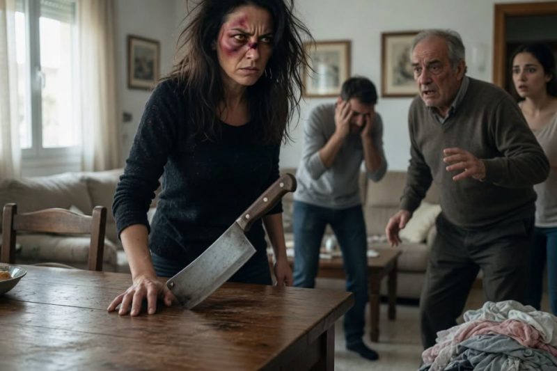 Meu sogro me deu um tapa porque me recusei a lavar a roupa íntima da filha dele; cravei uma faca na mesa e avisei: “Ninguém vai voltar a me tocar”, sem imaginar o segredo milionário que aquela família escondia há décadas.
