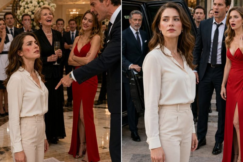 Quando meu marido me bateu na frente da amante e ordenou que eu me ajoelhasse, confessasse que era uma ladra e saísse da mansão da família dele como se eu não fosse nada, todos riram — sua mãe, sua amante e até as pessoas que viviam da imagem que eu protegi por anos — até que um SUV preto chegou ao portão, o advogado do meu pai abriu a porta e eles perceberam que a mulher que acabavam de expulsar era a única pessoa que mantinha o império deles de pé.