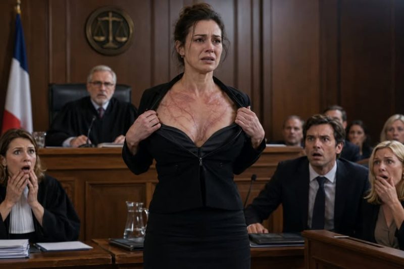 **Quando Minha Esposa Abriu o Zíper do Casaco no Tribunal, o Silêncio Tomou Conta da Sala… Porque Ninguém Conseguia Explicar Aquelas Cicatrizes**