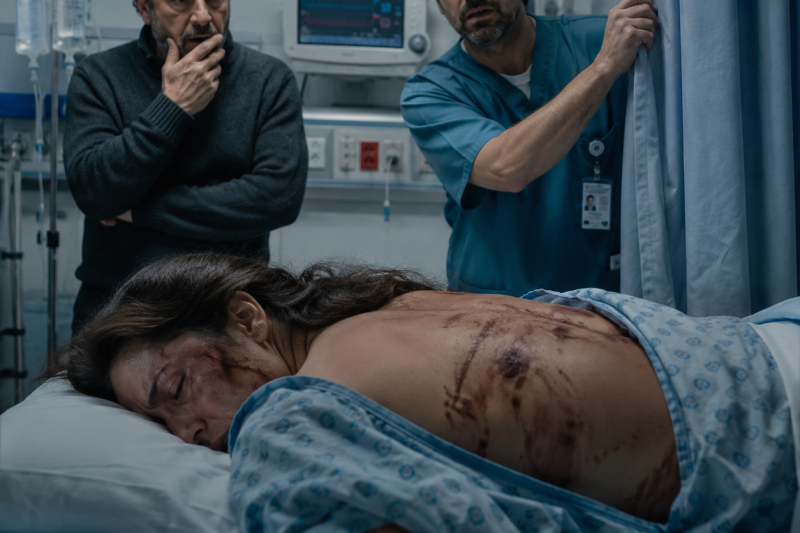 LLEGUÉ A URGENCIAS EN 10 MINUTOS PORQUE ME DIJERON QUE MI HIJA HABÍA SIDO ATACADA, PERO AL VER EL MENSAJE EN SU ESPALDA DESCUBRÍ QUE MI YERNO NO ERA EL MONSTRUO