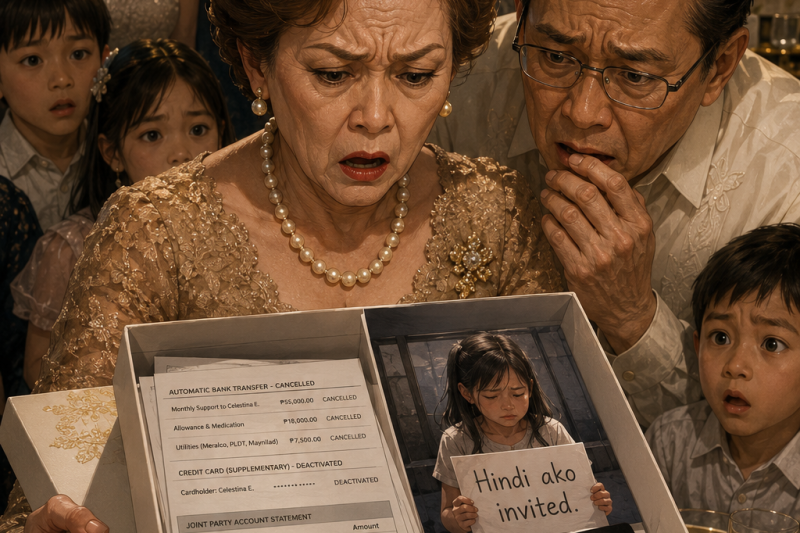 PART 2: 💔 Sa harap ng buong pamilya, sinabi ni Mama na hindi imbitado sa birthday niya ang 12-anyos kong anak—pero welcome ang tatlong anak ng kapatid ko. Walang kumibo habang unti-unting namumutla si Sienna. Kaya hindi rin ako pumunta. Nagpadala na lang ako ng maliit na kahon, at nang buksan iyon ni Mama sa gitna ng handaan, napabulong si Papa: “Nora… anong ginawa mo?” 🎁