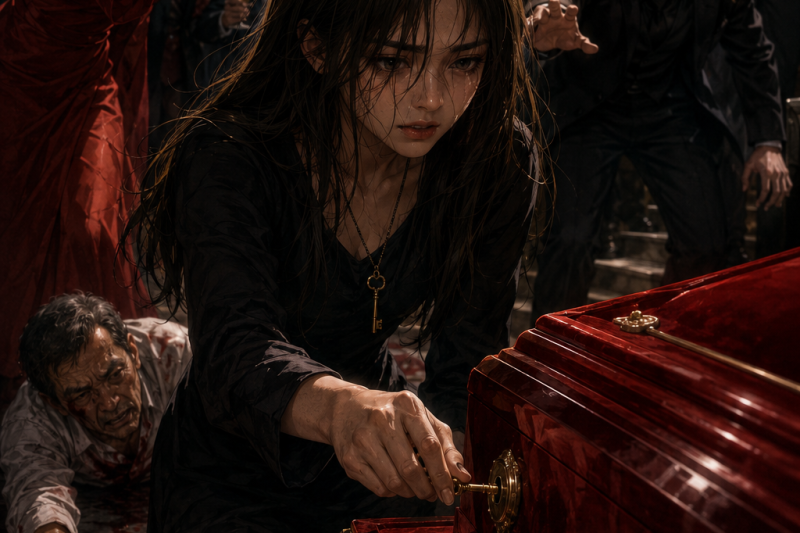 🔥 Sa mismong burol ng lalaking tinawag kong ama, pinaluhod ako ng madrasta ko at ipinahid sa mukha ko ang abo mula sa kaniyang kabaong. Ipinahayag niyang wala akong karapatan sa kahit isang sentimo dahil anak lang daw ako ng katulong. Ngunit pagsapit ng hatinggabi, tumunog ang cellphone na nakabaon sa bulsa ng patay. At nang sagutin ko iyon, boses mismo ng “namatay” kong ama ang bumulong: “Amara, huwag mong hayaang buksan nila ang pulang kabaong…” 🔥