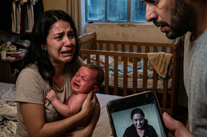 😢🍼 Meu bebê gritava toda vez que encostava a boca no meu peito. Minha sogra dizia que meu leite estava “estragado”. Meu marido acreditou nela, não em mim. Então escondi um celular velho ao lado do meu sutiã — e a gravação mostrou quem entrava no quarto quando eu estava fora. 📱⚠️