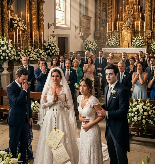 💍 NO DIA DO MEU CASAMENTO, A MINHA IRMÃ ENTROU NA IGREJA DE BRANCO E COM A MÃO NA BARRIGA. O MEU NOIVO LARGOU-ME NO ALTAR. A MINHA MÃE SORRIU E DISSE: “FINALMENTE A FILHA CERTA VAI DAR UM NETO.” EU SÓ ABRI O TERÇO DA MINHA AVÓ… E DE DENTRO CAIU A CERTIDÃO QUE PROVAVA QUE A NOIVA ROUBADA NÃO ERA EU. 🕯️
