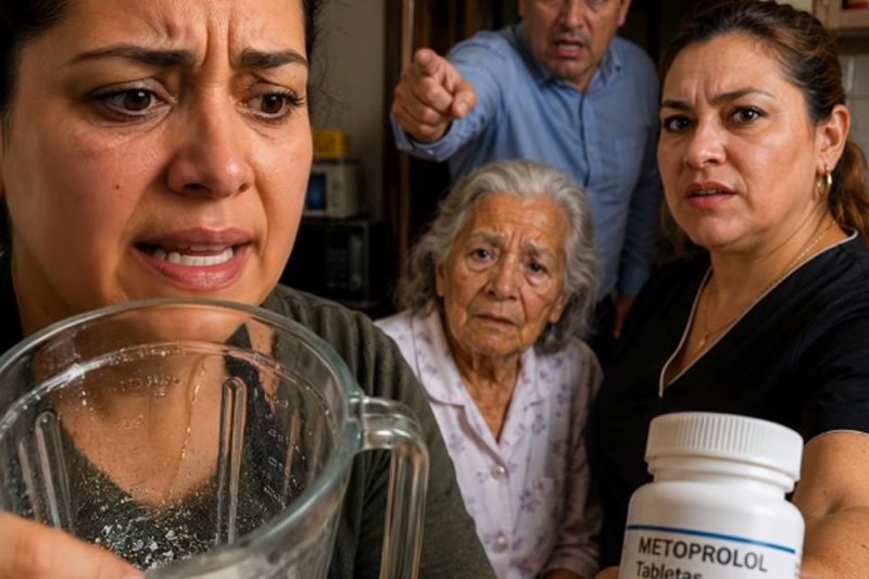 . Estaba enjuagando el vaso del licuado de mi mamá cuando vi un polvo blanco pegado en el fondo que no se quitaba con el agua. Mi mamá tiene 76 años