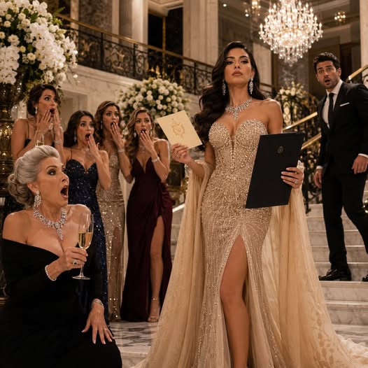 Convidaram-na Como Brincadeira Para Uma Mansão Cheia de Empresários, Joias e Taças Caras, Enquanto a Anfitriã Sussurrava: “Que ela venha, assim todos riem”; Mas a Faxineira Chegou Tranquila, Olhou Para o Filho da Família e Tirou Uma Prova Que Mantinha Escondida Havia 3 Anos.