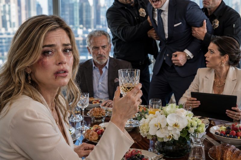 Meu marido me deu tapas até meus lábios sangrarem, tudo porque o jantar atrasou 5 minutos. Na manhã seguinte, ele entrou na sala de jantar, viu um banquete luxuoso e riu. “Ótimo. Finalmente aprendeu o seu lugar.” Então ele congelou. Sentados à mesa estavam meu pai, o presidente do conselho da empresa dele, minha advogada de divórcio e 2 detetives. Ergui minha taça e sorri. “Bem-vindo, querido. Estamos celebrando sua prisão, sua demissão e minha liberdade.”