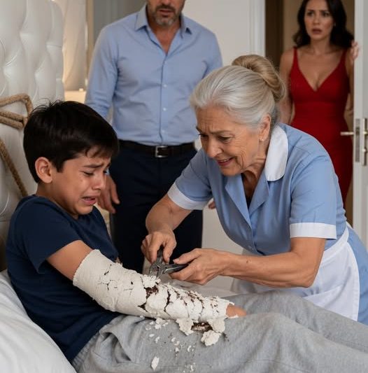 O menino gritava que havia algo mordendo seu braço por baixo do gesso. O pai o chamou de louco… até que a babá quebrou o gesso e encontrou uma seringa.